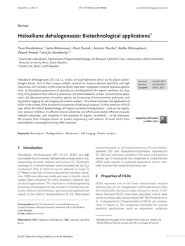 Haloalkane Dehalogenases: Biotechnological Applications*