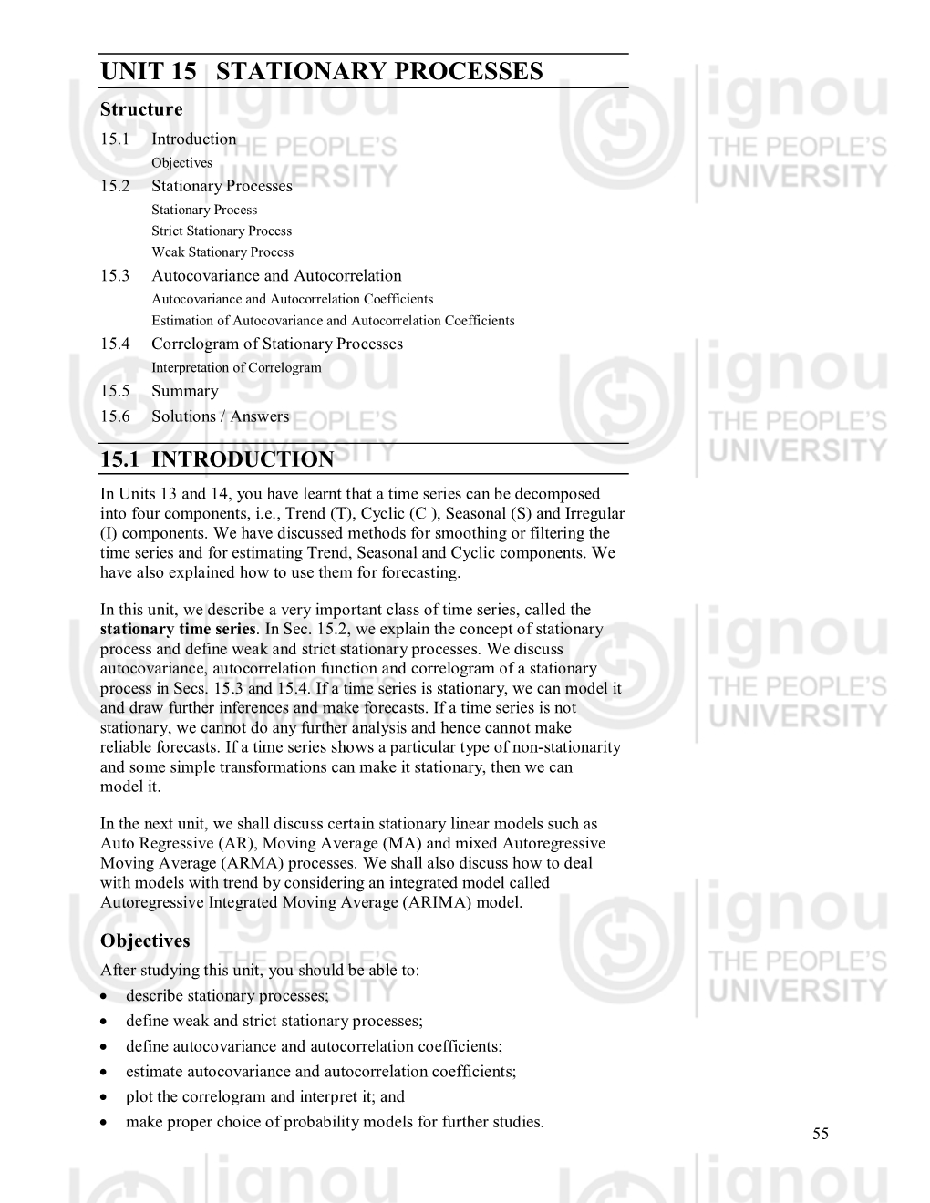 Unit 15 Stationary Processes