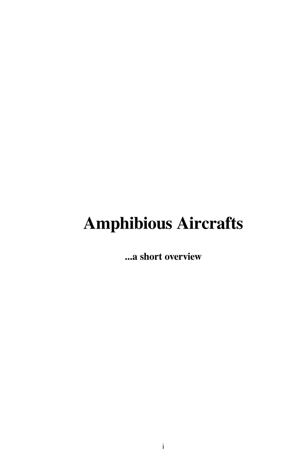 Amphibious Aircrafts