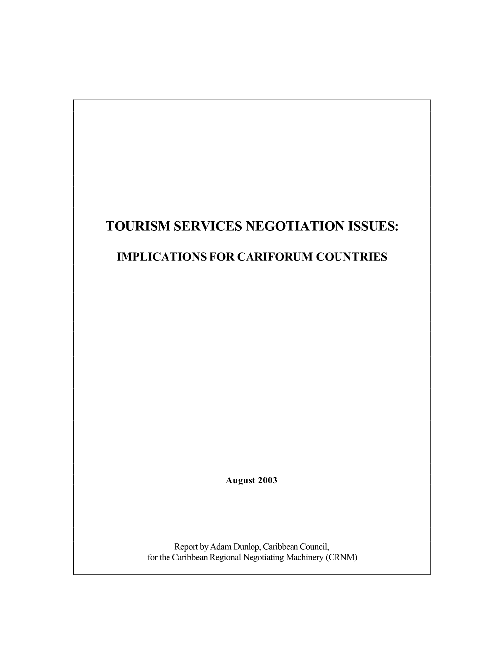 Report on Tourism and Services. Final