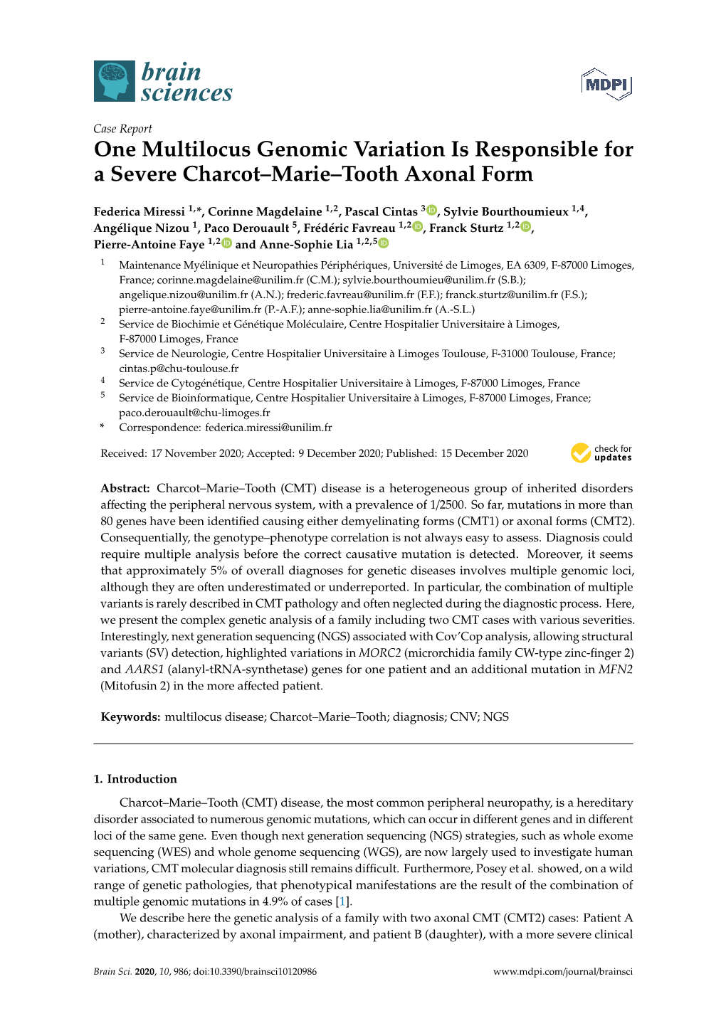 One Multilocus Genomic Variation Is Responsible for a Severe Charcot–Marie–Tooth Axonal Form