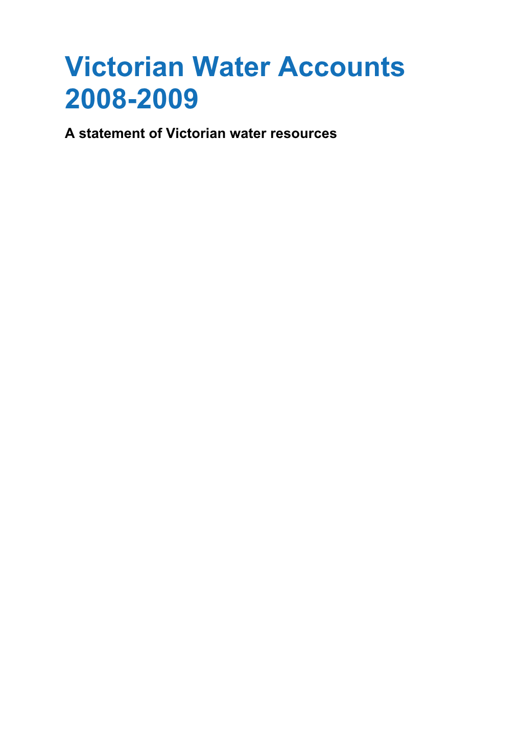 Victorian Water Accounts 2008-2009