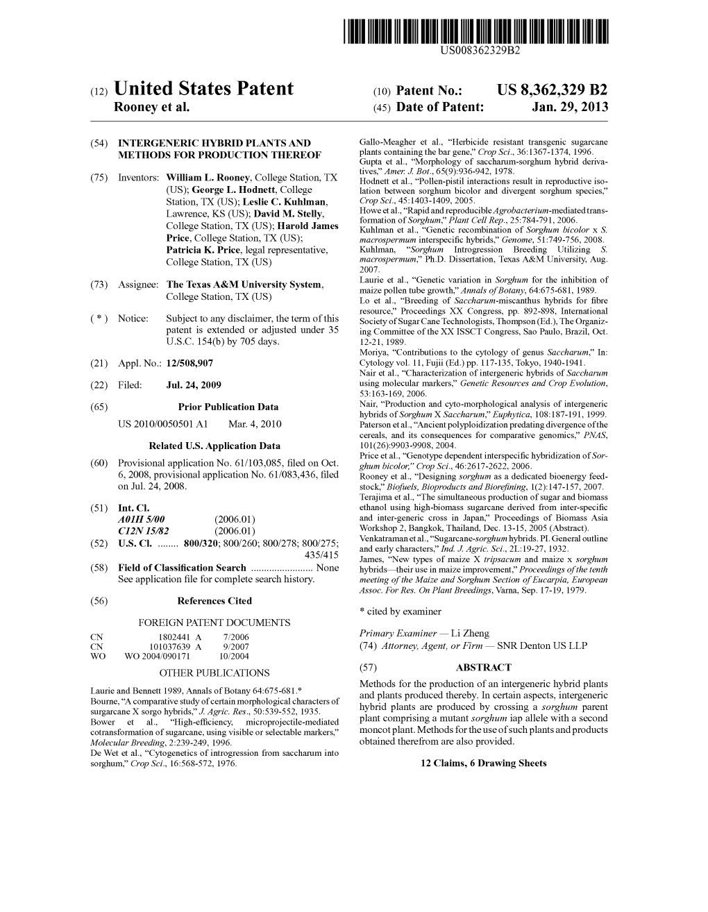 (12) United States Patent (10) Patent No.: US 8,362,329 B2 Rooney Et Al