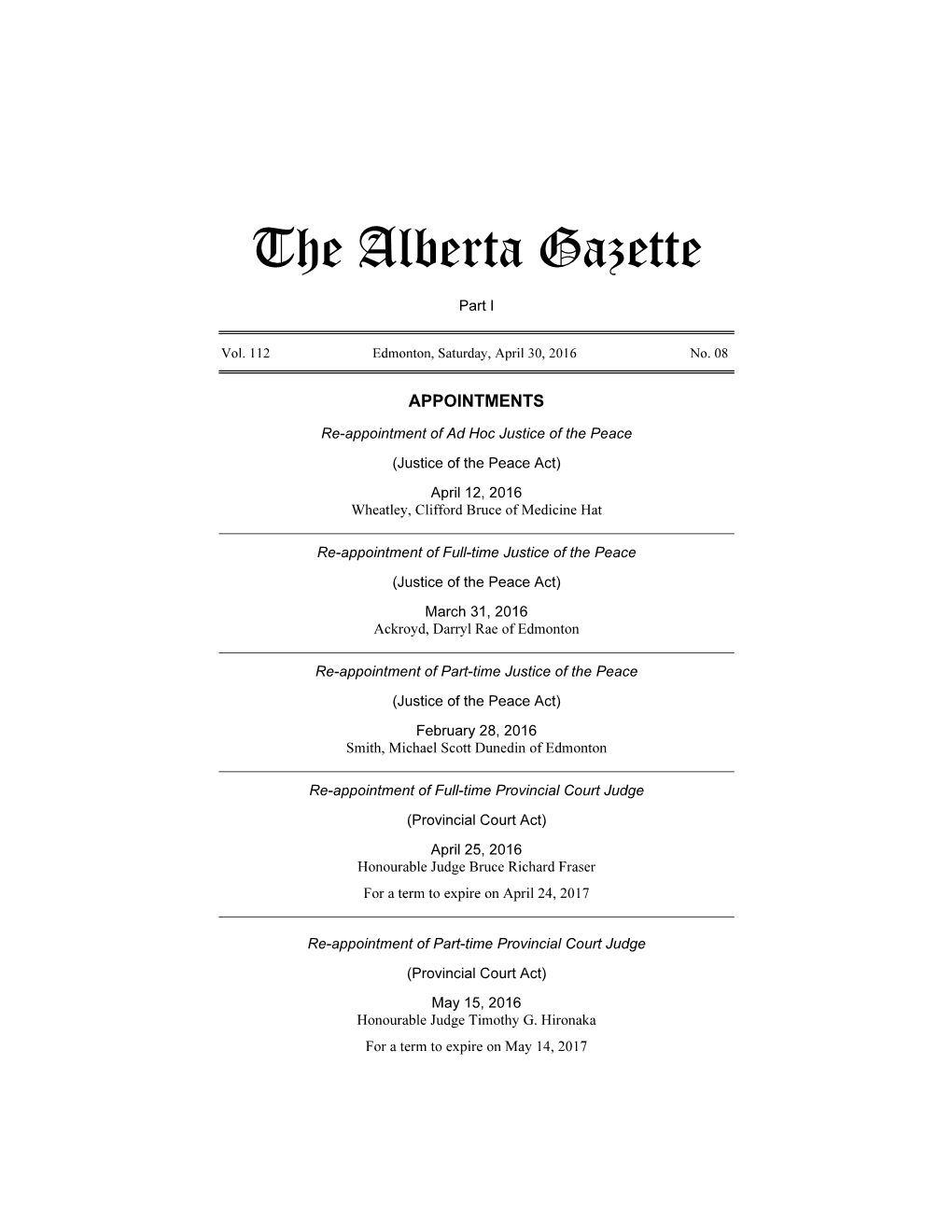 The Alberta Gazette