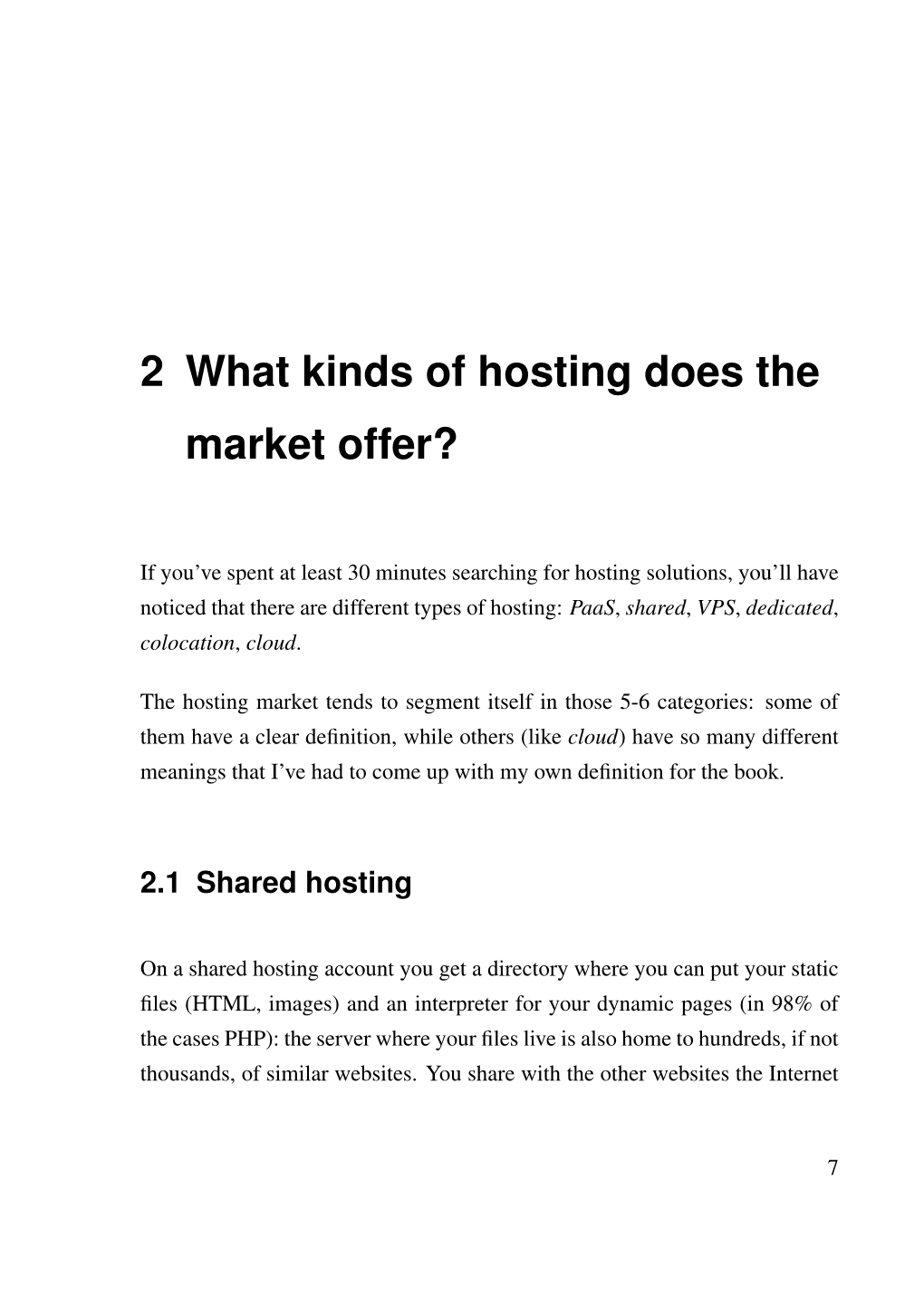 2 What Kinds of Hosting Does the Market Offer?