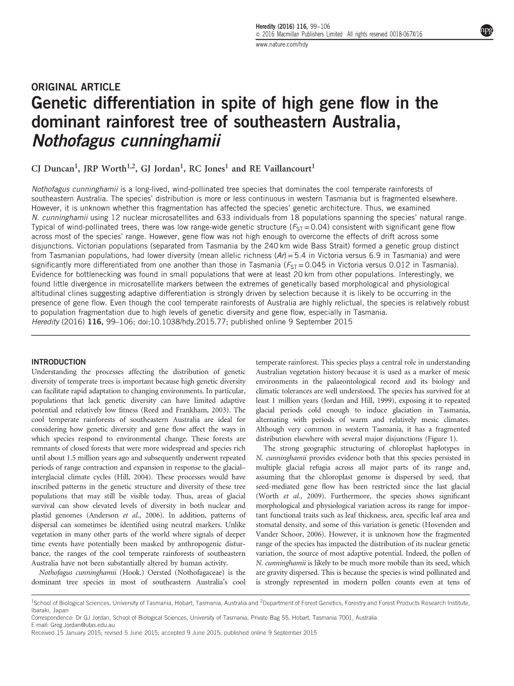 Genetic Differentiation in Spite of High Gene Flow in the Dominant Rainforest