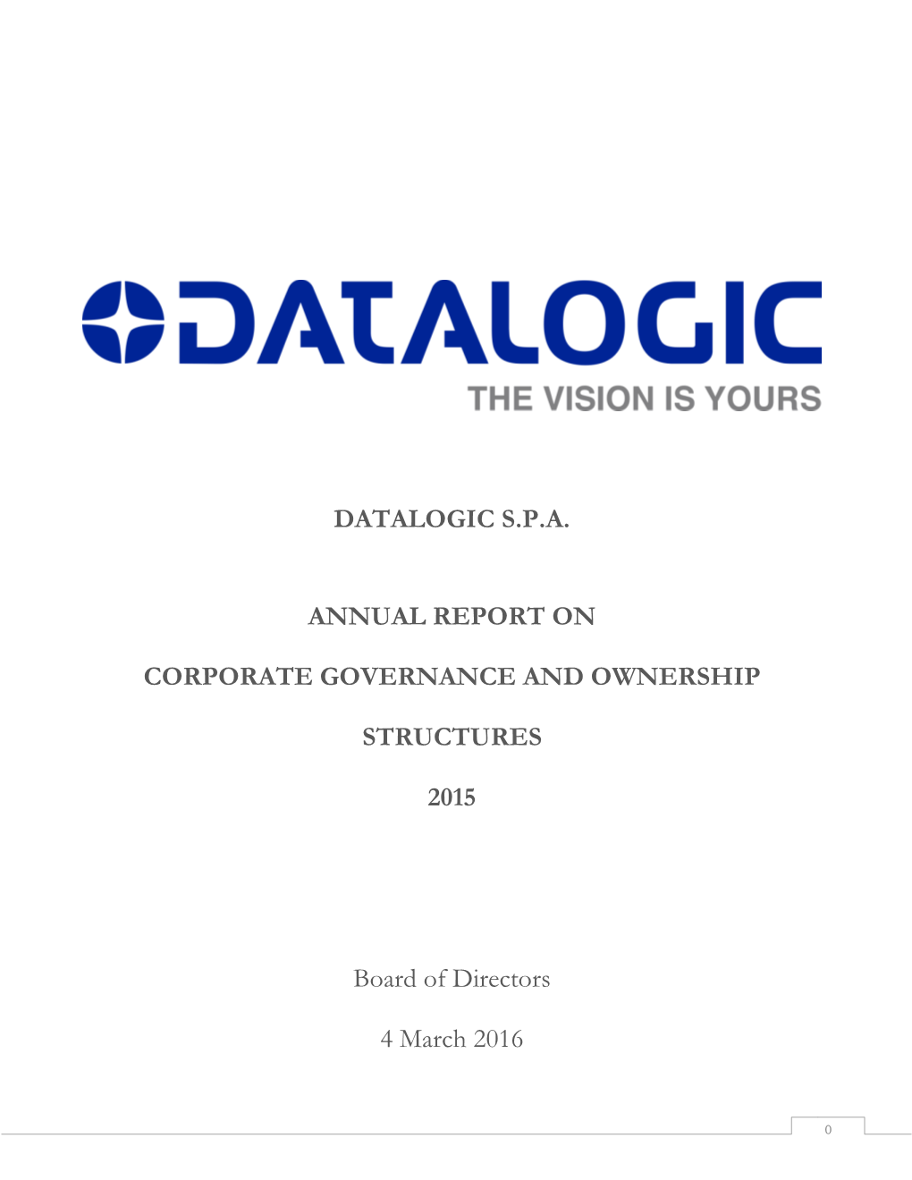 Datalogic S.P.A. Annual Report on Corporate