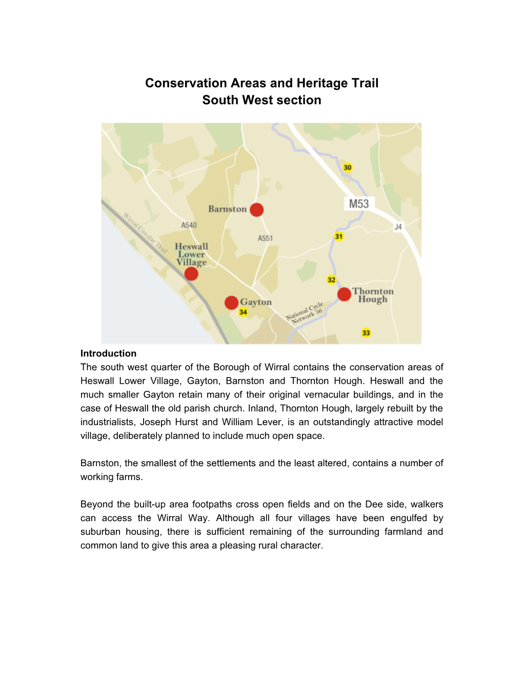 Conservation Areas and Heritage Trail South West Section