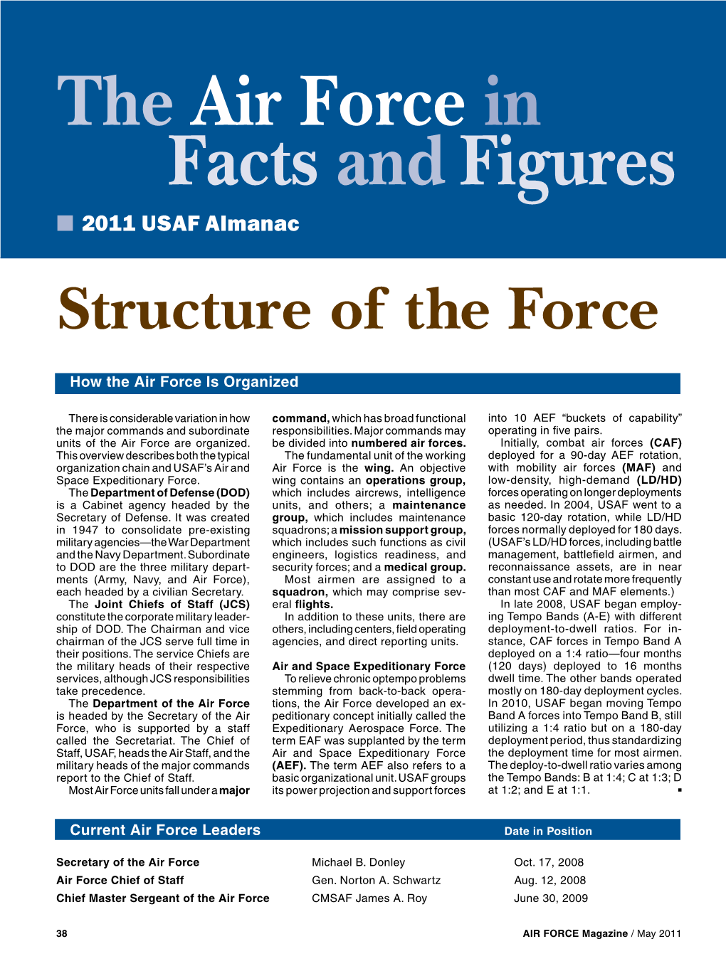 2011 USAF Almanac Structure of the Force