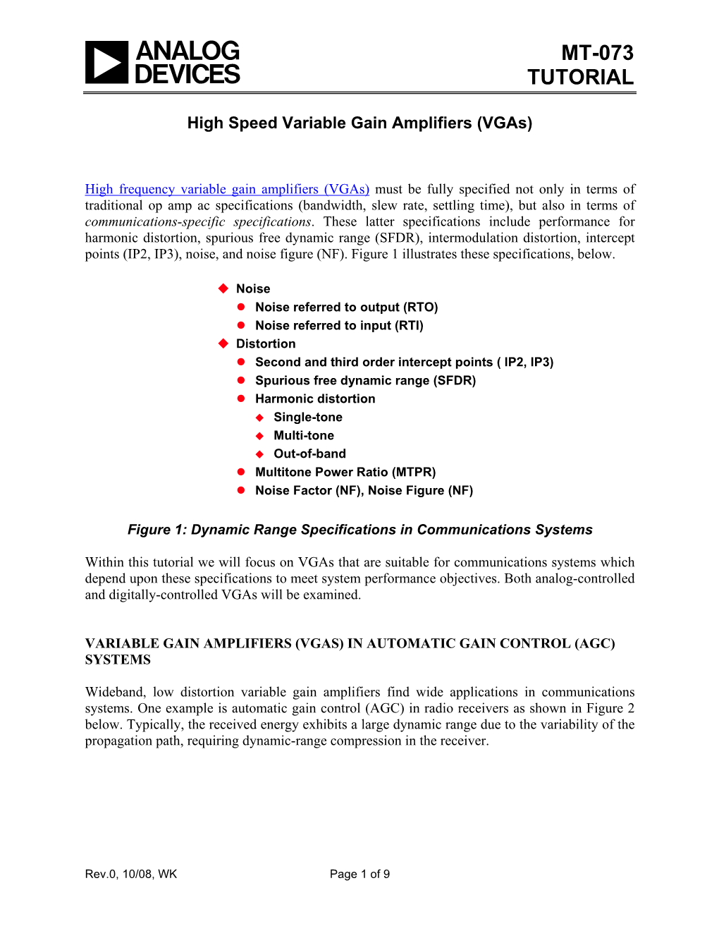 MT-073: High Speed Variable Gain Amplifiers (Vgas)