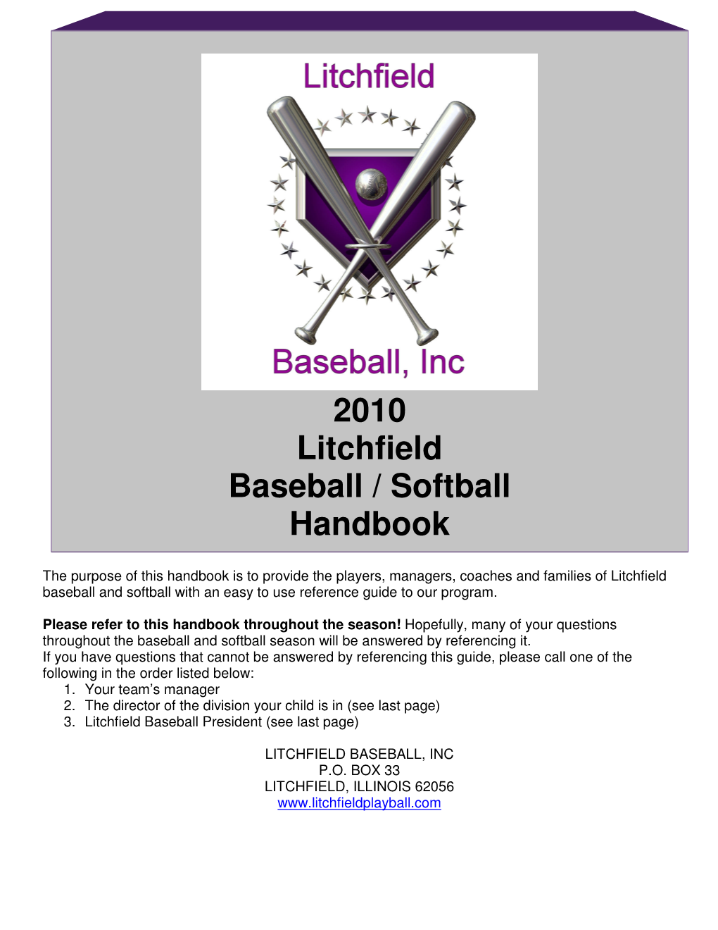 2010 Litchfield Baseball / Softball Handbook