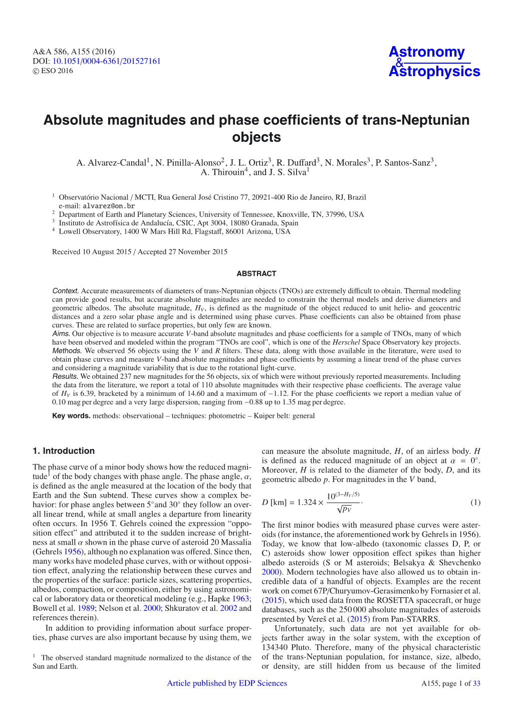 Absolute Magnitudes and Phase Coefficients of Trans-Neptunian Objects