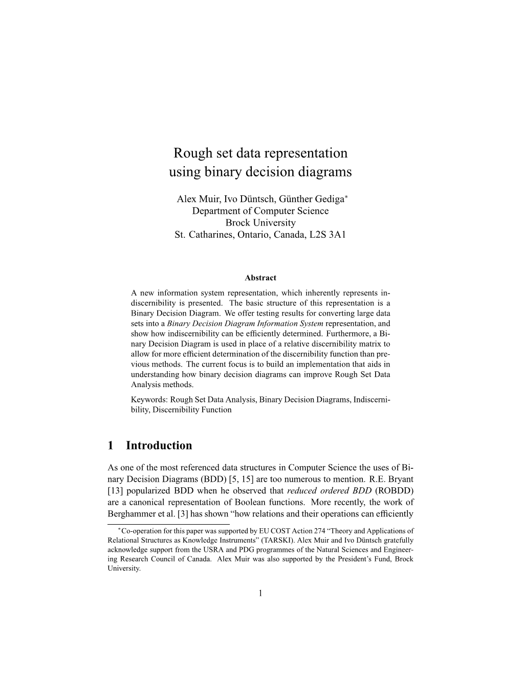 Rough Set Data Representation Using Binary Decision Diagrams