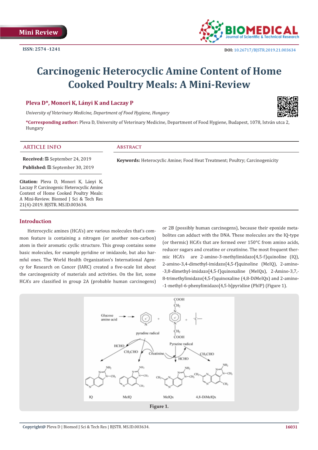 Carcinogenic Heterocyclic Amine Content of Home Cooked Poultry Meals: a Mini-Review