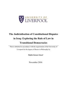 The Judicialisation of Constitutional Disputes in Iraq: Exploring the Rule of Law in Transitional Democracies