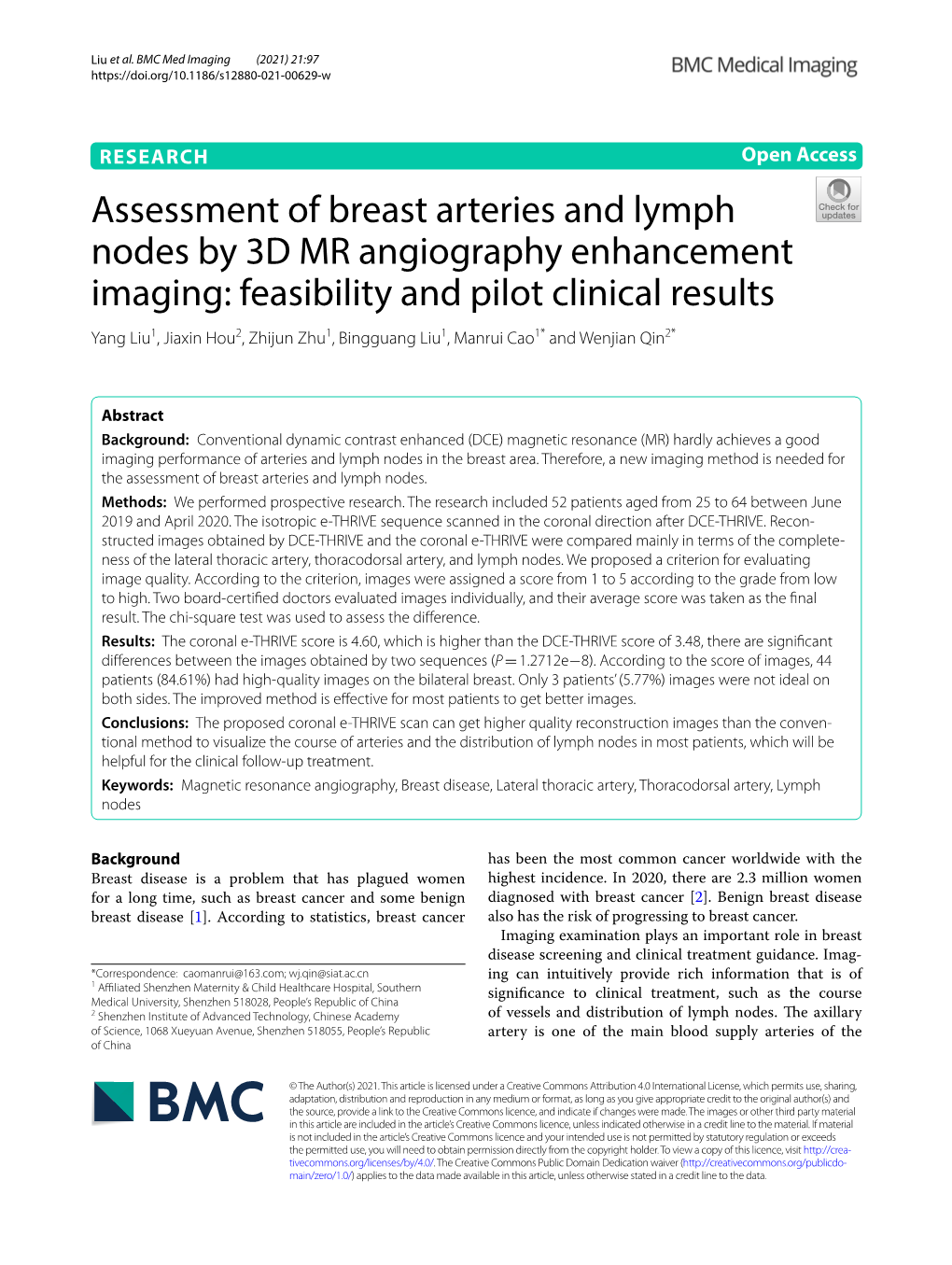 Assessment of Breast Arteries and Lymph