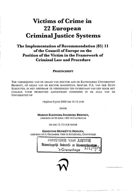 Victims of Crime in 22 European Criminal Justice Systems