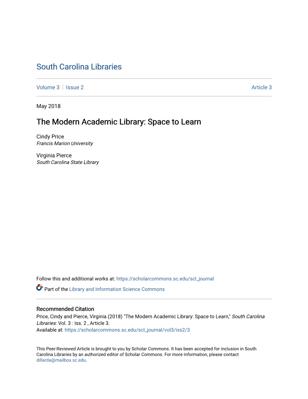 The Modern Academic Library: Space to Learn