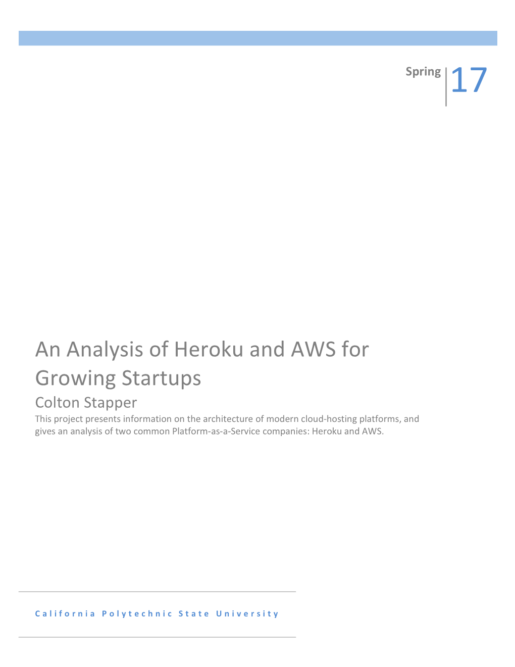 An Analysis of Heroku and AWS for Growing Startups