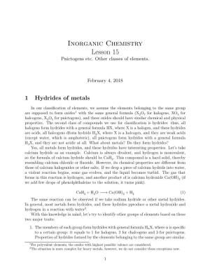 Inorganic Chemistry Lesson 15 Pnictogens Etc