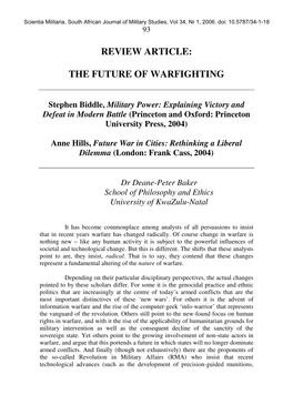 Review Article: the Future of Warfighting