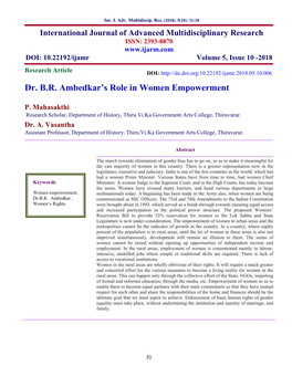 Dr. B.R. Ambedkar's Role in Women Empowerment