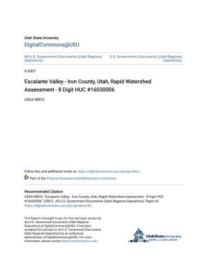 Escalante Valley - Iron County, Utah, Rapid Watershed Assessment - 8 Digit HUC #16030006