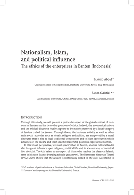 Nationalism, Islam, and Political Influence the Ethics of the Enterprises in Banten (Indonesia)