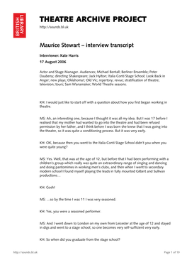 Interview with Maurice Stewart