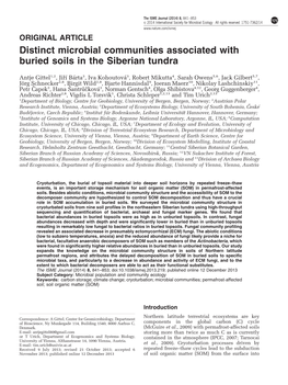 Distinct Microbial Communities Associated with Buried Soils in the Siberian Tundra