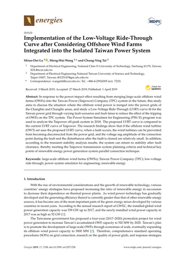 Implementation of the Low-Voltage Ride-Through Curve After Considering Offshore Wind Farms Integrated Into the Isolated Taiwan Power System