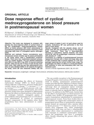 Dose Response Effect of Cyclical Medroxyprogesterone on Blood Pressure in Postmenopausal Women