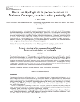 Hacia Una Tipología De La Piedra De Marés De Mallorca. Concepto, Caracterización Y Estratigrafía