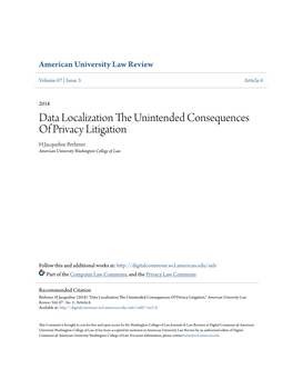 Data Localization the Unintended Consequences of Privacy Litigation