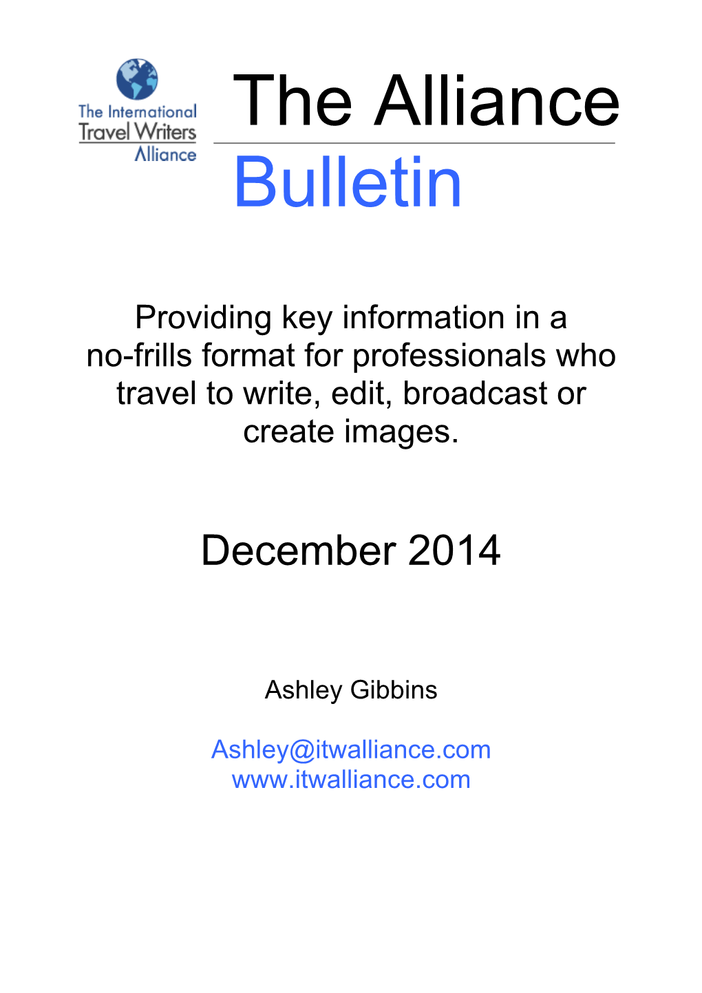 Alliance Bulletin December 2014