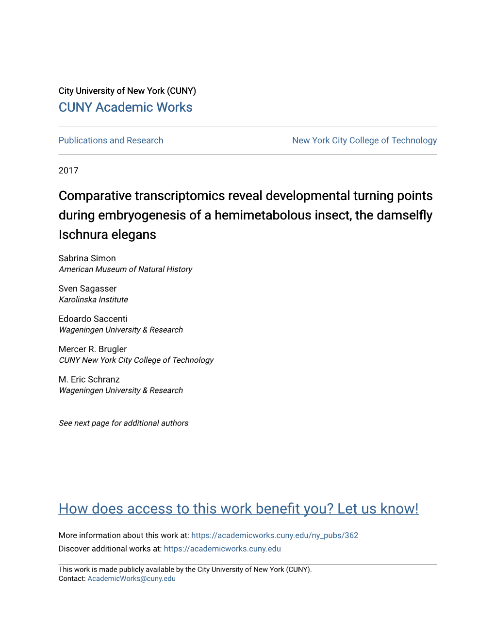 Comparative Transcriptomics Reveal Developmental Turning Points During Embryogenesis of a Hemimetabolous Insect, the Damselfly Ischnura Elegans