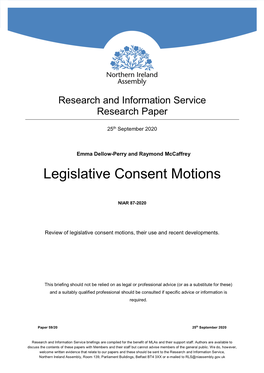 Legislative Consent Motions