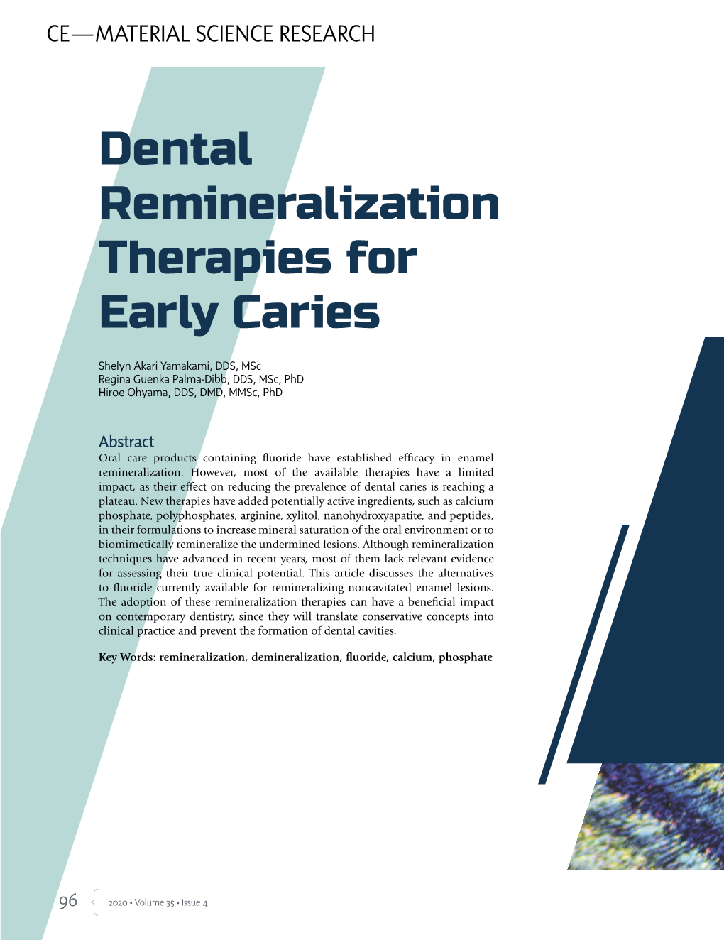 Dental Remineralization Therapies for Early Caries