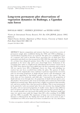 Long-Term Permanent Plot Observations of Vegetation Dynamics in Budongo, a Ugandan Rain Forest