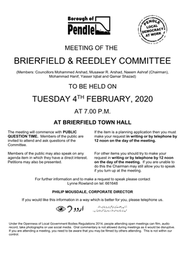 Brierfield & Reedley Committee