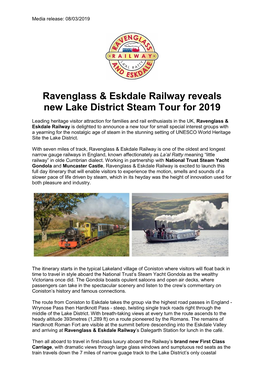 Ravenglass & Eskdale Railway Reveals New Lake District Steam