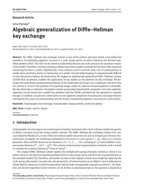Algebraic Generalization of Diffie–Hellman Key Exchange