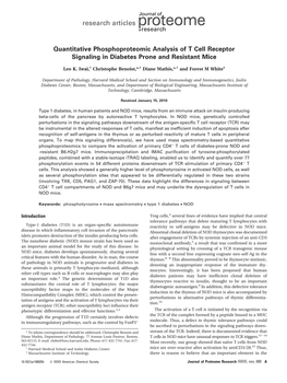 Quantitative Phosphoproteomic Analysis of T Cell Receptor Signaling in Diabetes Prone and Resistant Mice