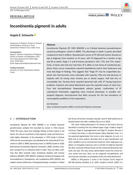 Incontinentia Pigmenti in Adults