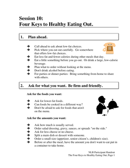 Session 10: Four Keys to Healthy Eating Out