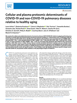 Cellular and Plasma Proteomic Determinants of COVID-19 and Non-COVID-19 Pulmonary Diseases Relative to Healthy Aging