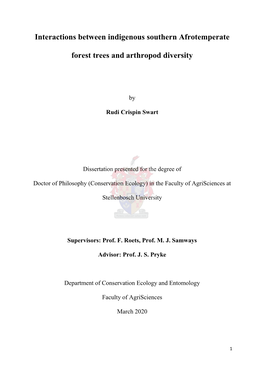 Interactions Between Indigenous Southern Afrotemperate Forest Trees