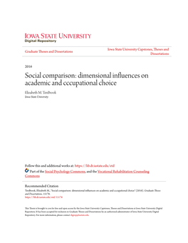 Social Comparison: Dimensional Influences on Academic and Cccupational Choice Elizabeth M