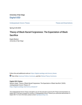Theory of Black Racial Forgiveness: the Expectation of Black Sacrifice