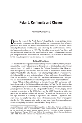 Poland: Continuity and Change